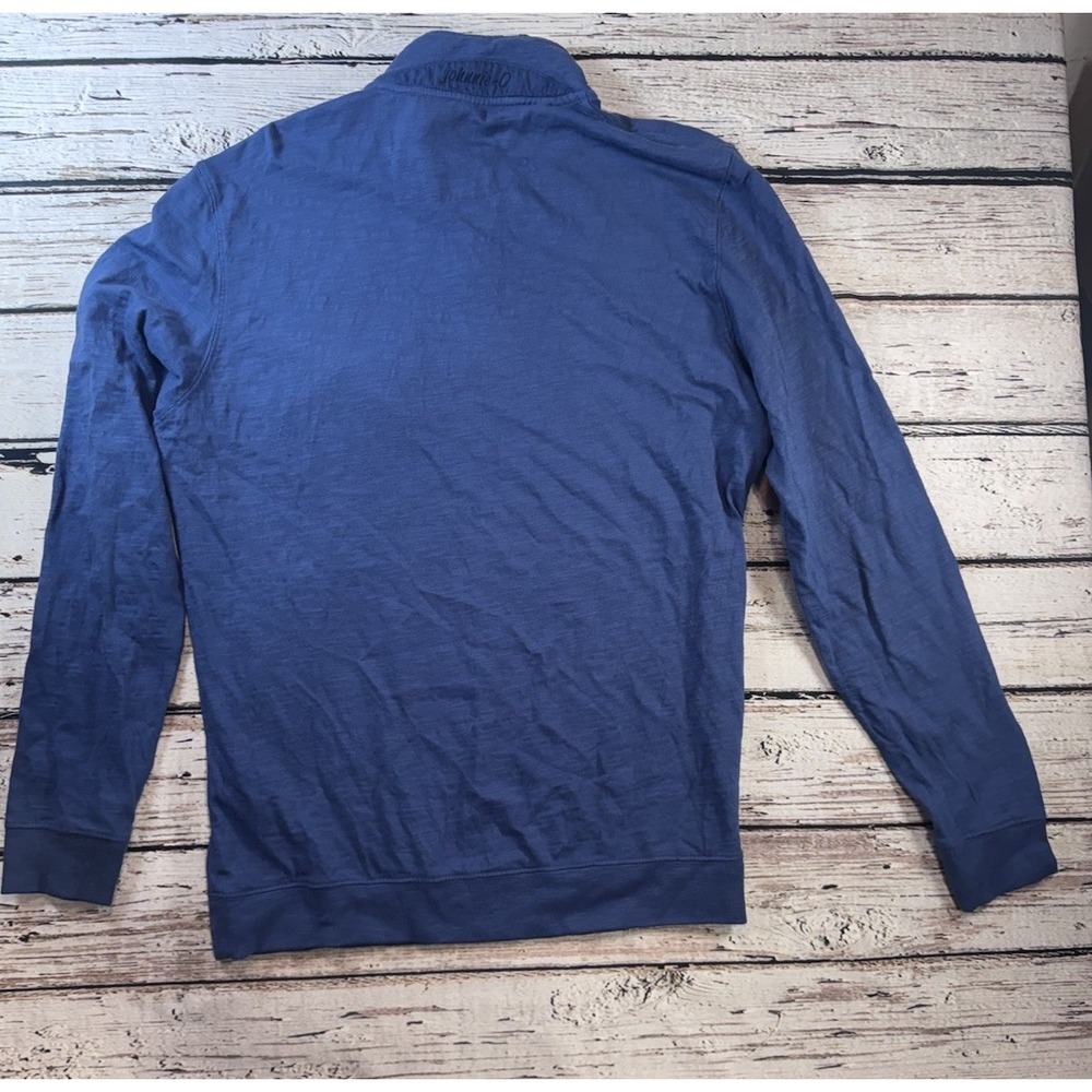 Johnnie O‎ Long Sleeve Tee Blue Slub Knit 1/4 Zip Mock Collar Pullover Medium - Picture 6 of 8
